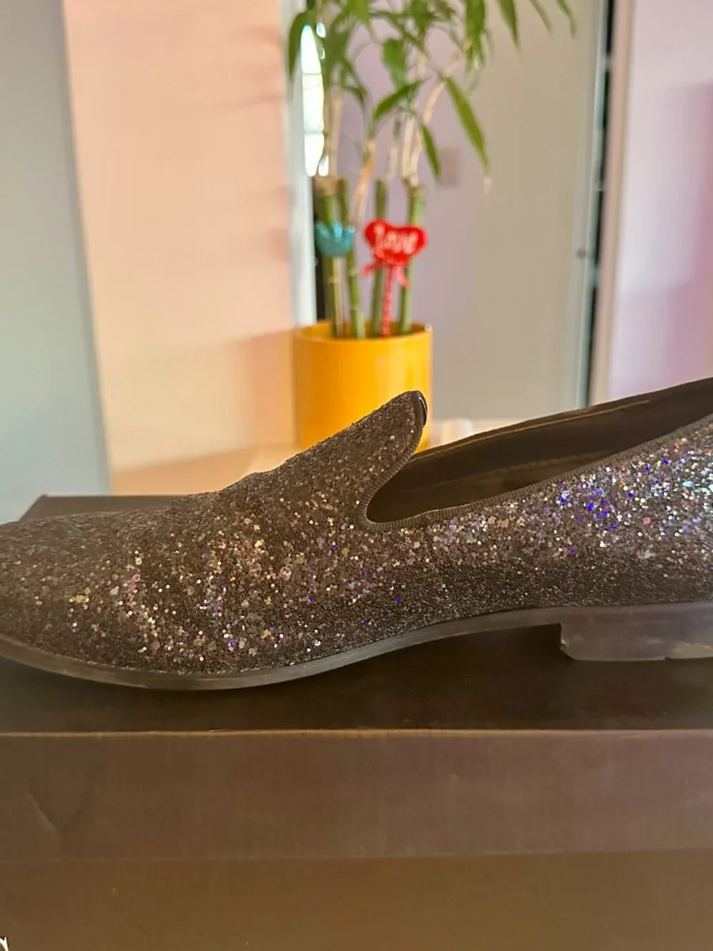 INC International Concepts Triton Black Glitter Slip-On Loafers Men’s 9.5